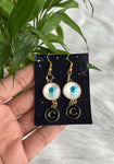 White Evil Eye Earrings With Initial