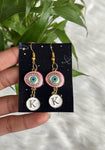 Pink Evil Eye Earrings With Initial