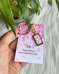 Pink Phone Charm Keychain