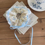White and Blue Doodle Combo Scrunchie Set