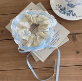 White and Blue Doodle Combo Scrunchie Set