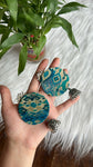Teal Lotus Earrings