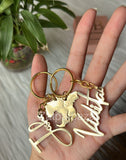Couple Keychains made as a wedding gift . It has a Melbourne map cut out in which they have their wedding dates engraved .Each name has one part of the map it looks complete once they are put together. Get your customised keychains from Zatpat Bazar soon.