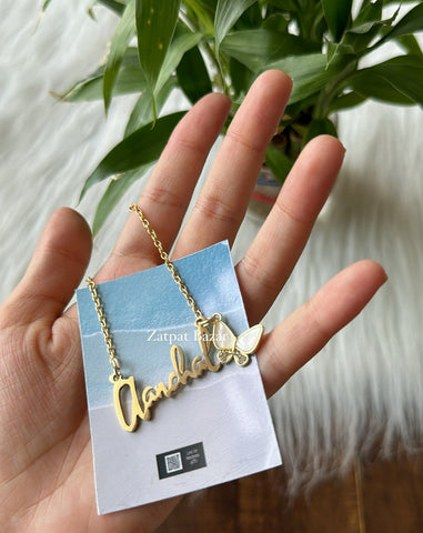 Name Pendant with Butterfly Diamond Charm