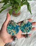 Teal Lotus Earrings