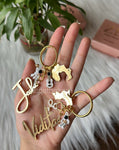 Couple Keychains made as a wedding gift . It has a Melbourne map cut out in which they have their wedding dates engraved .Each name has one part of the map it looks complete once they are put together. It also has their profession charms and 1 couple charm connected along with map cut outs.Vidita is a doctor by profession hence we connected 1 stethoscope and josh likes playing voilin . Get your customised keychains from Zatpat Bazar soon.