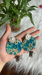 Teal Lotus Earrings