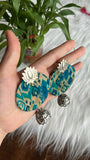 Teal Lotus Earrings