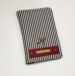Stripe Passport Cover With Customized Name And One Charm Option.