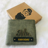 Denim Men Wallet With Customized Name And One Charm Option.