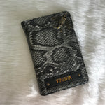 Snake Print Passport Cover With Customized Name And Charm Options.