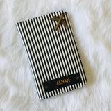 Stripe Passport Cover With Customized Name And One Charm Option.