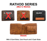 Rathod Men Wallet With Customized Name And One Charm Option.
