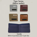 Tiger Print Wallet For Men With Customized Name And One Charm Option.