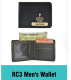 RC3  Black Mens Wallet With Customized Name And One Charm Option.